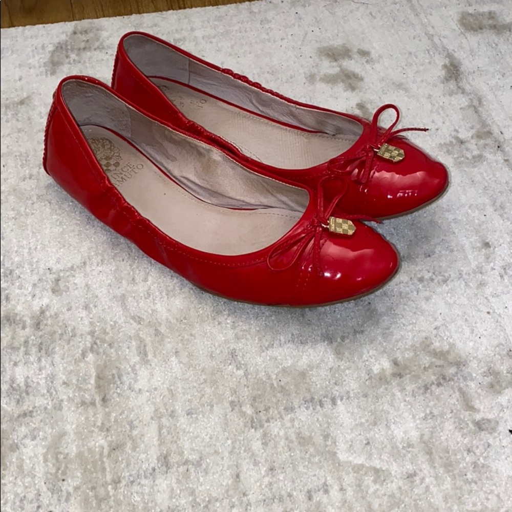 Red leather Vince Camuto flats